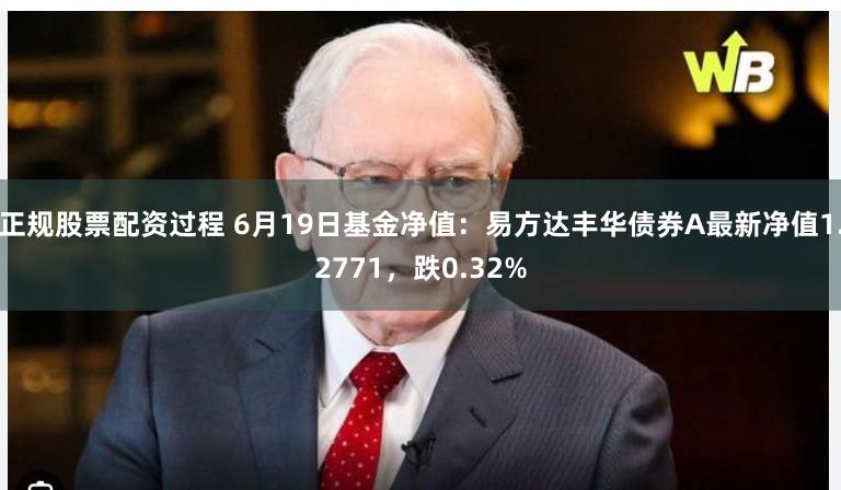 正规股票配资过程 6月19日基金净值：易方达丰华债券A最新净值1.2771，跌0.32%