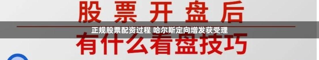 正规股票配资过程 哈尔斯定向增发获受理